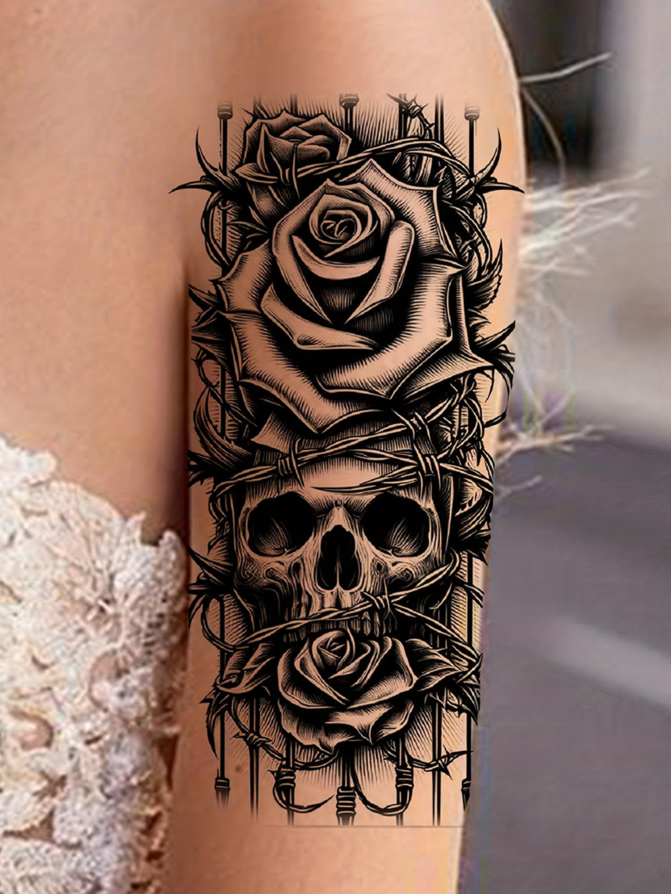 3D Horror Skull Temporary Tattoo